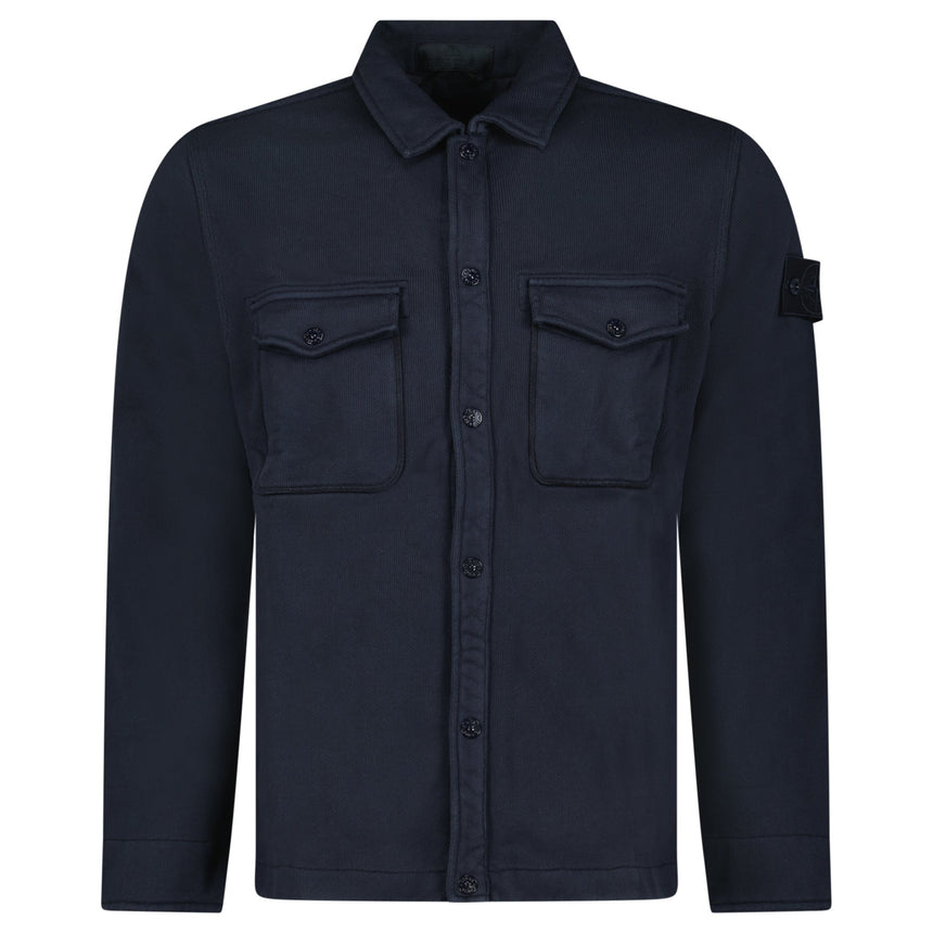Stone Island Heavy Organic Cotton Fleece S.I. Ghost Collared Sweatshirt in Navy - Boinclo - Outlet Sale Under Retail