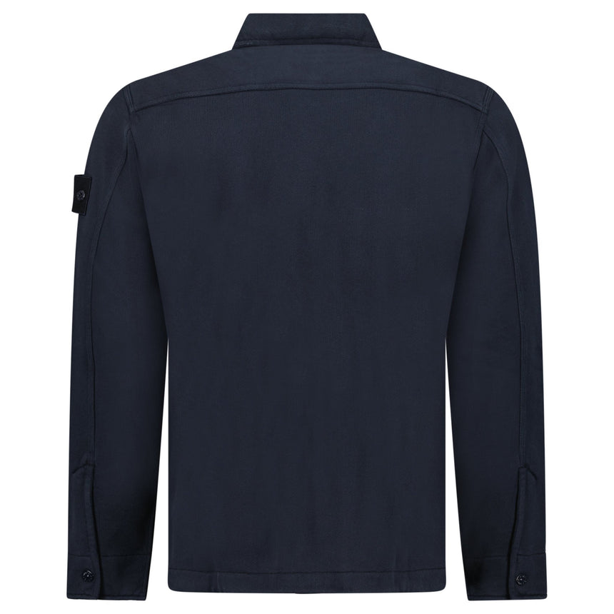 Stone Island Heavy Organic Cotton Fleece S.I. Ghost Collared Sweatshirt in Navy - Boinclo - Outlet Sale Under Retail