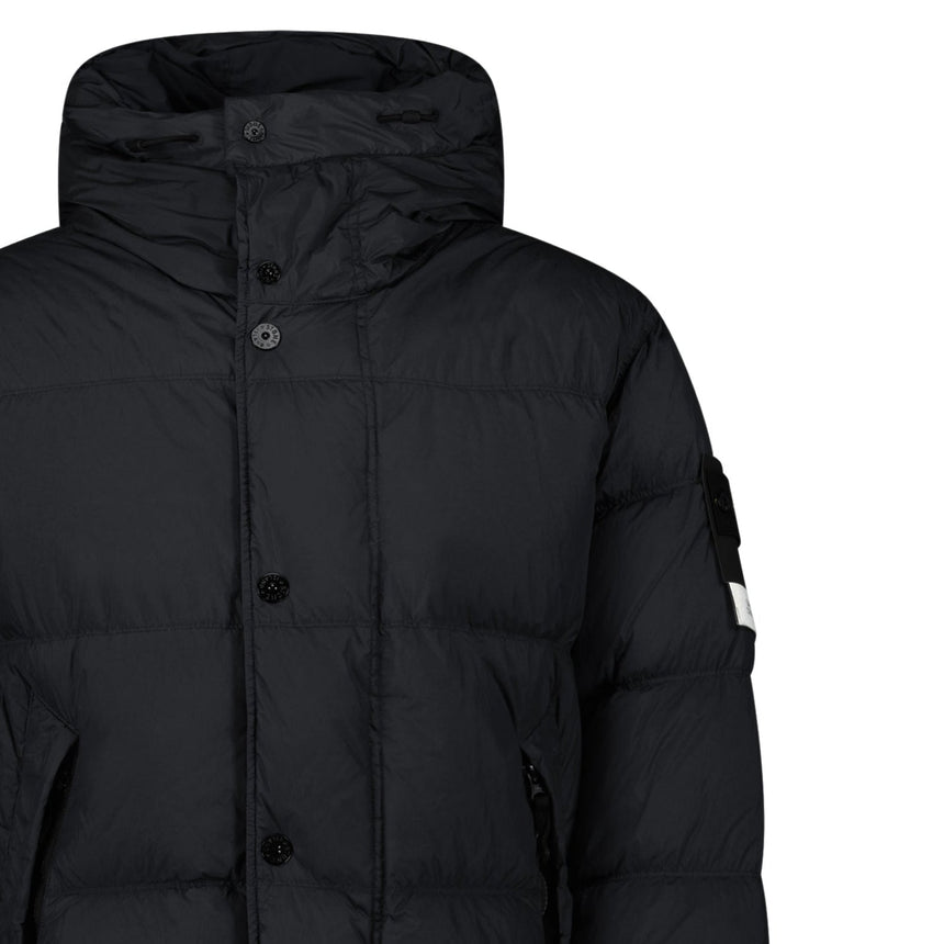 Stone Island Hooded Down Crinkle Reps NY Jacket in Black - Boinclo - Outlet Sale Under Retail