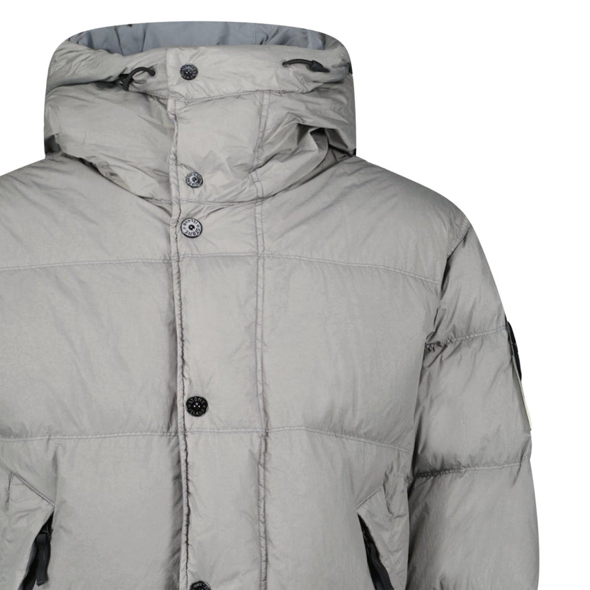 Stone Island Hooded Down Crinkle Reps NY Jacket in Cement - Boinclo - Outlet Sale Under Retail