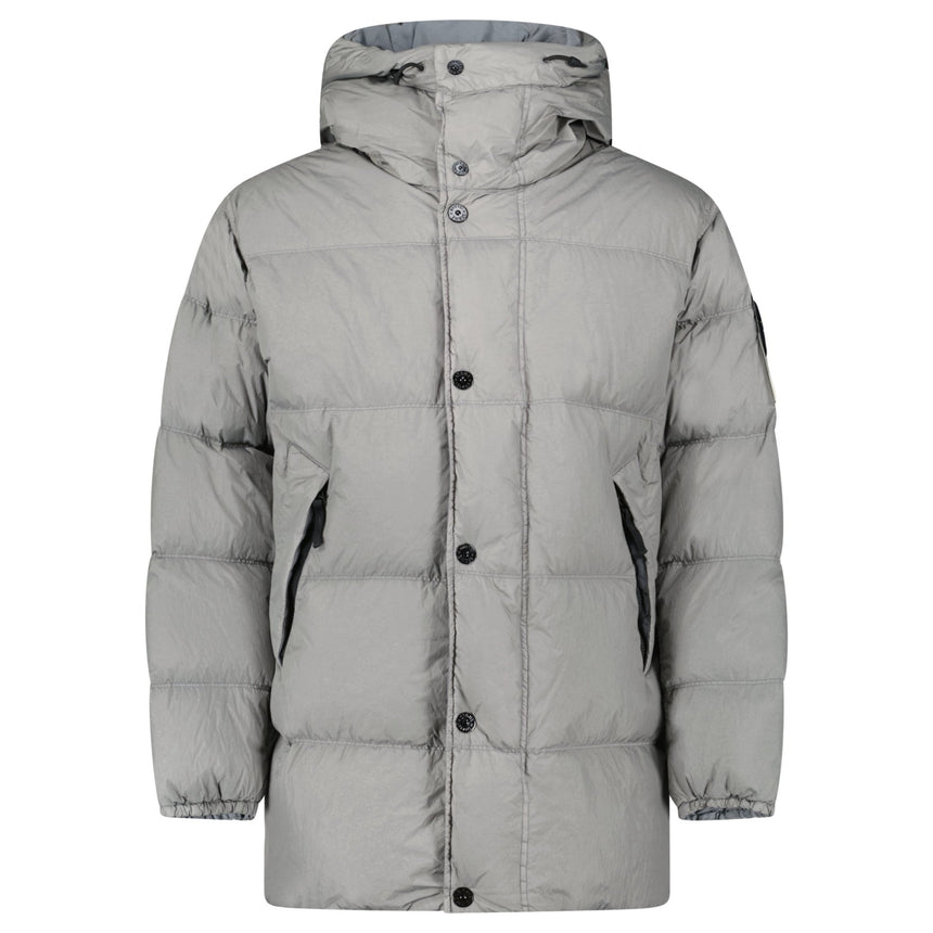 Stone Island Hooded Down Crinkle Reps NY Jacket in Cement - Boinclo - Outlet Sale Under Retail