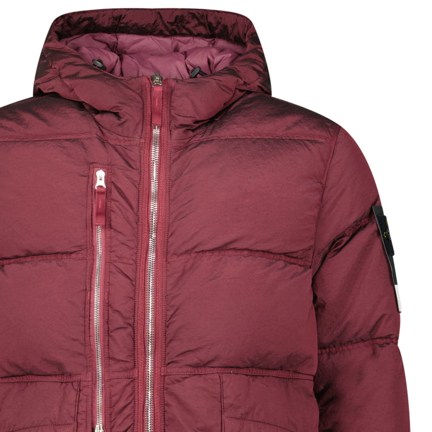 Stone Island Hooded ECONYL® Down Parka in Burgundy - Boinclo - Outlet Sale Under Retail