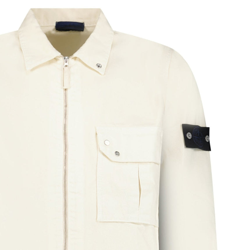 Stone Island Light Bull Denim-TC Overshirt in Ivory