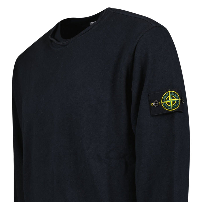 Stone Island Malfilé Fleece 'Old' Effect Crewneck Sweatshirt in Navy - Boinclo - Outlet Sale Under Retail