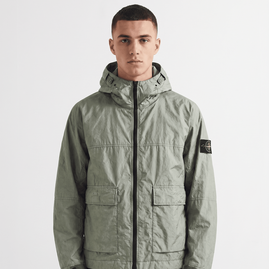 Stone Island Membrana 3L TC Hooded Jacket in Sage Green - Boinclo - Outlet Sale Under Retail