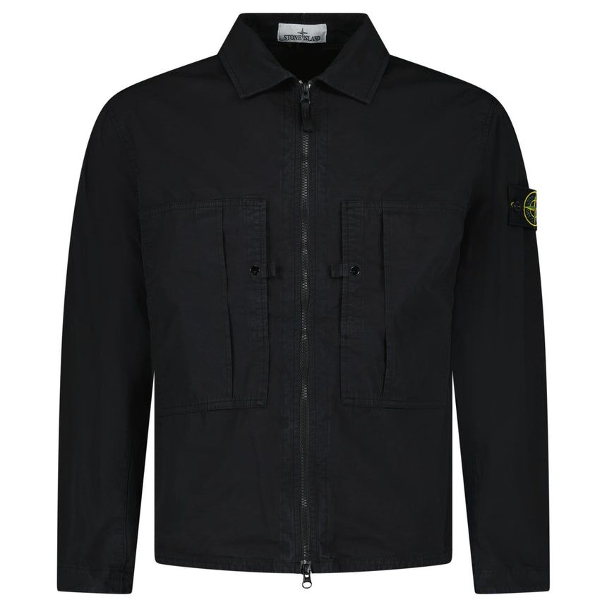 Stone Island Mercerised Organic Cotton Ripstop Overshirt in Black - Boinclo - Outlet Sale Under Retail