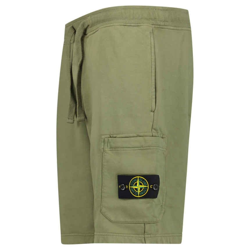 Stone Island Organic Cotton Fleece Jogger Shorts in Military Green - Boinclo - Outlet Sale Under Retail