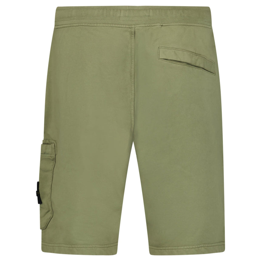 Stone Island Organic Cotton Fleece Jogger Shorts in Military Green - Boinclo - Outlet Sale Under Retail