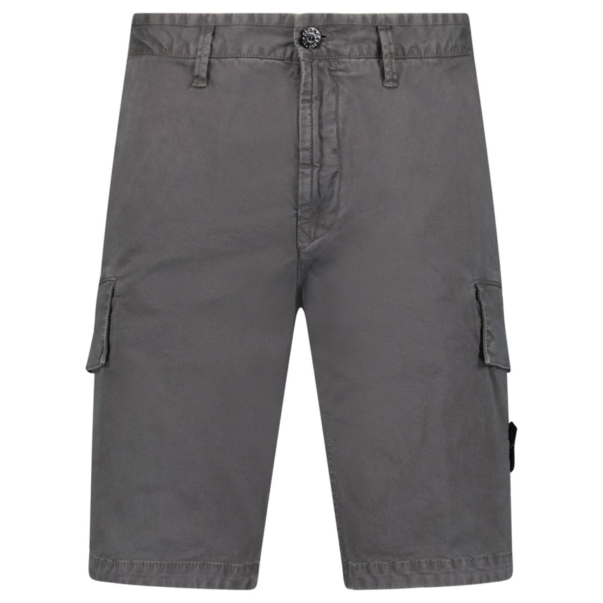 Stone Island Organic Cotton Stretch Broken Twill 'Old' Effect Cargo Shorts in Charcoal Grey - Boinclo - Outlet Sale Under Retail