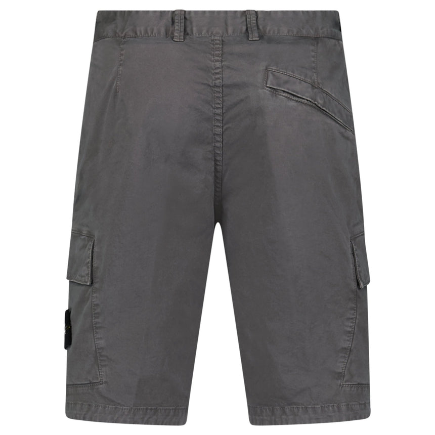 Stone Island Organic Cotton Stretch Broken Twill 'Old' Effect Cargo Shorts in Charcoal Grey - Boinclo - Outlet Sale Under Retail