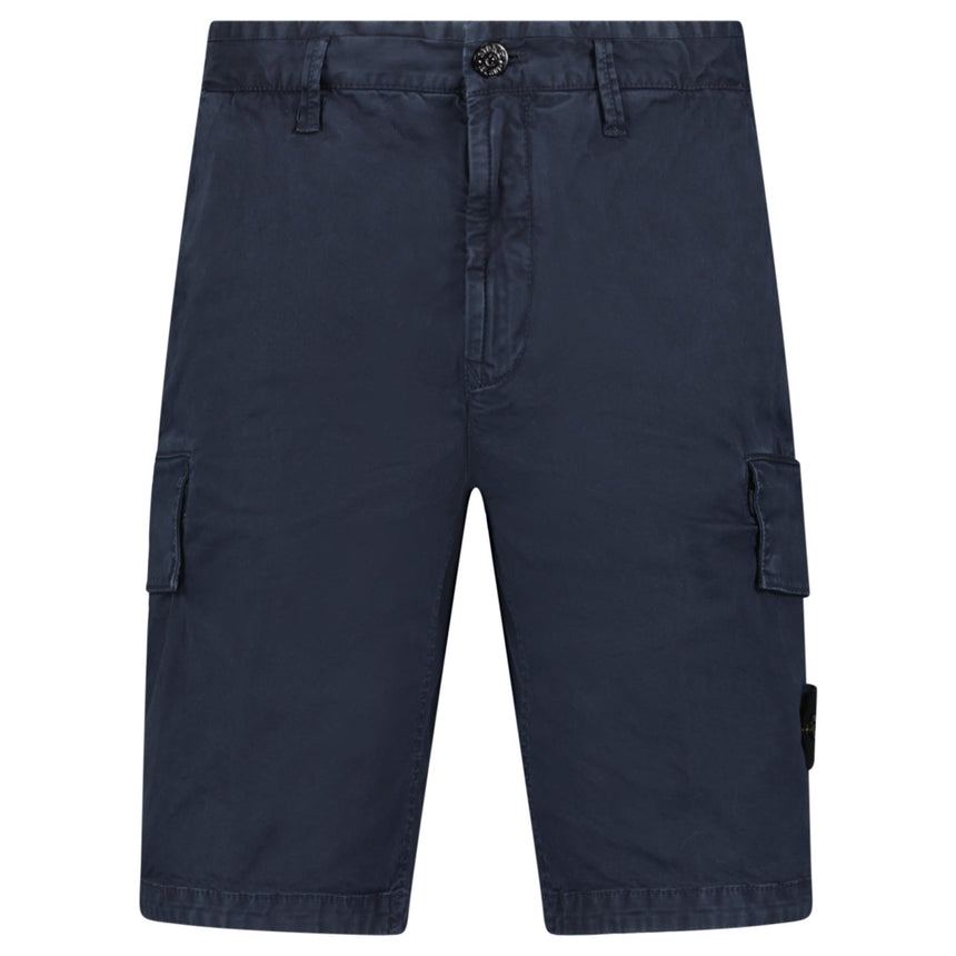 Stone Island Organic Cotton Stretch Broken Twill 'Old' Effect Cargo Shorts in Navy - Boinclo - Outlet Sale Under Retail