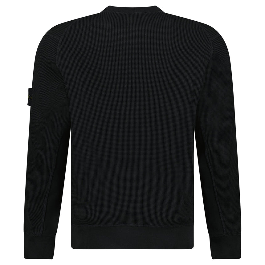 Stone Island Organic Cotton Waffle Fleece Crewneck Sweatshirt in Black - Boinclo - Outlet Sale Under Retail