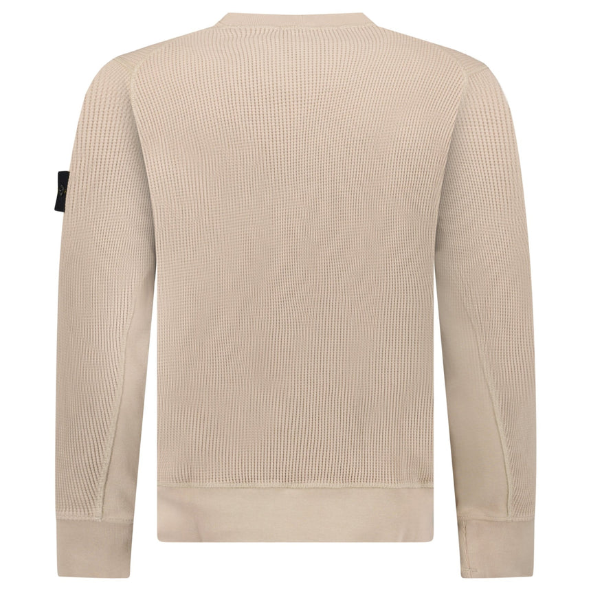 Stone Island Organic Cotton Waffle Fleece Crewneck Sweatshirt in Desert Beige - Boinclo - Outlet Sale Under Retail