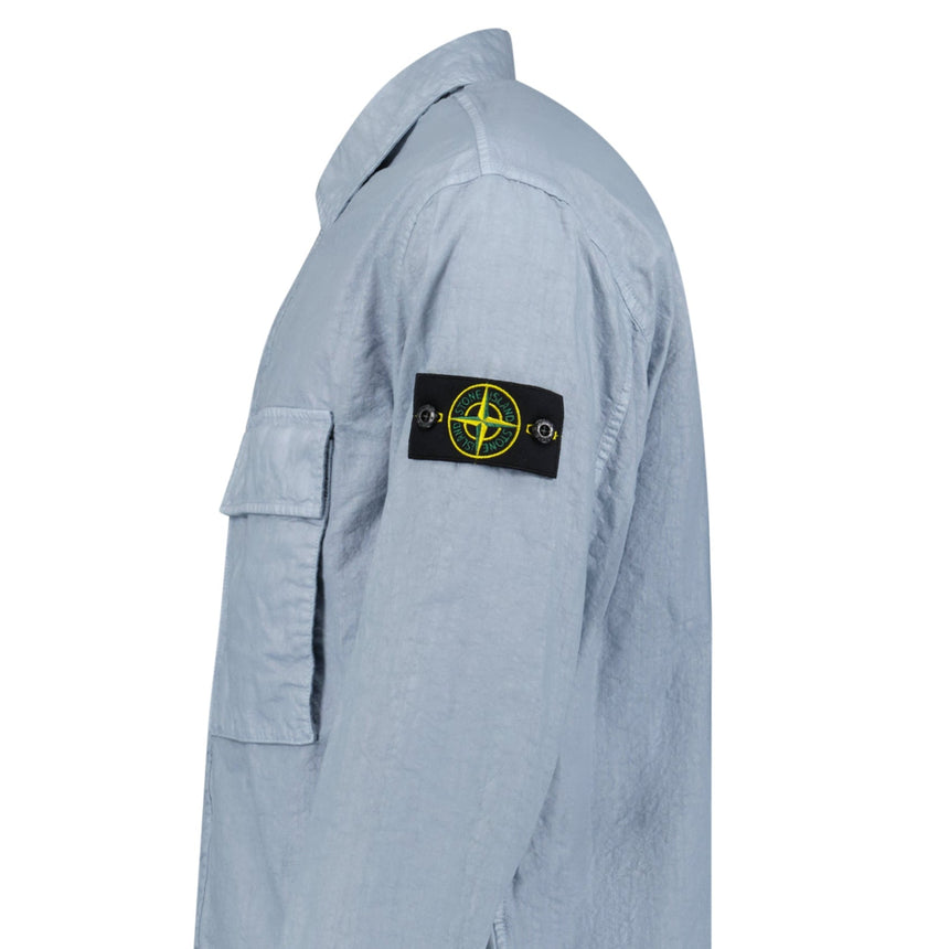 Stone Island Organic - Look Nylon Panama - TC Overshirt in Avio Blue - Boinclo - Outlet Sale Under Retail