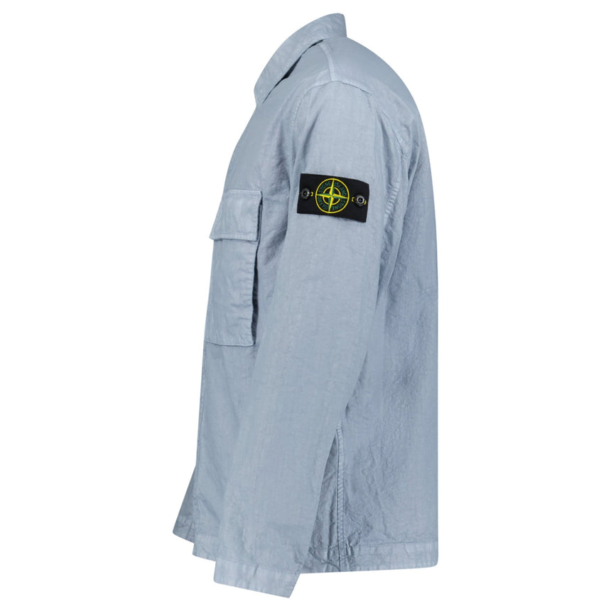 Stone Island Organic - Look Nylon Panama - TC Overshirt in Avio Blue - Boinclo - Outlet Sale Under Retail