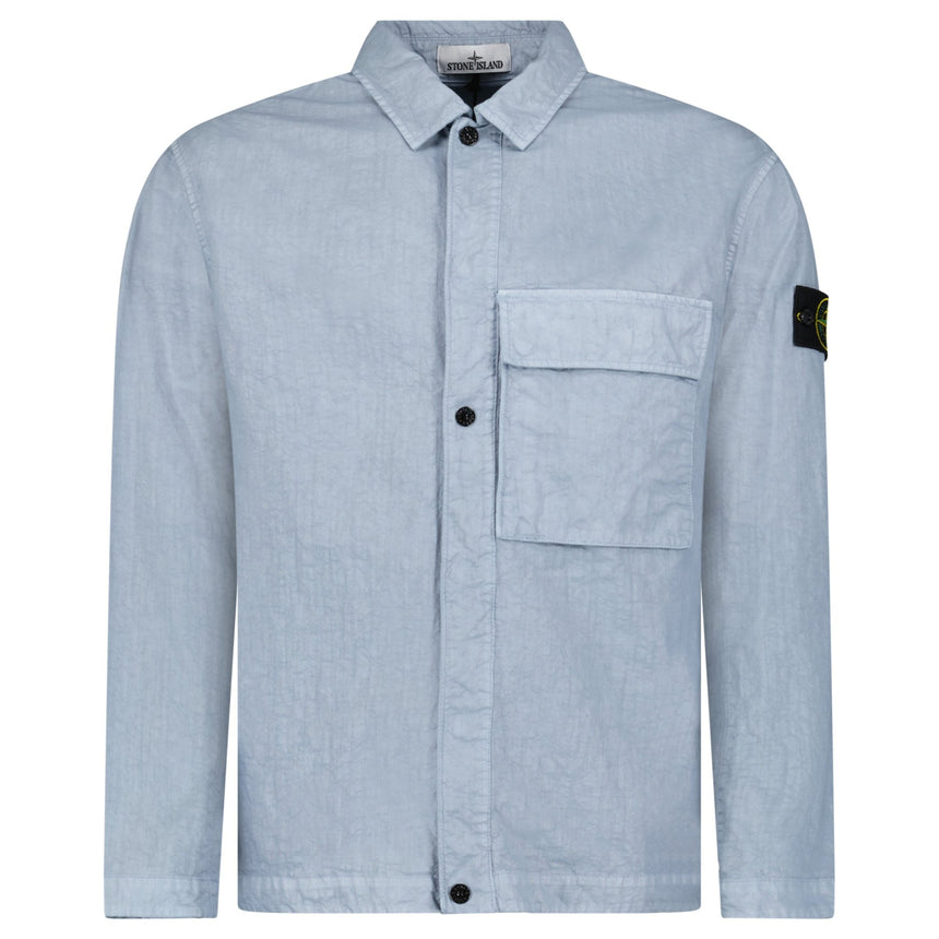 Stone Island Organic - Look Nylon Panama - TC Overshirt in Avio Blue - Boinclo - Outlet Sale Under Retail