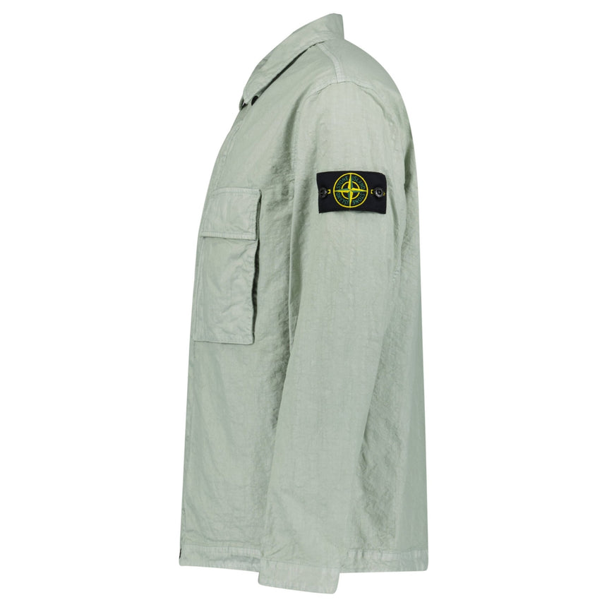 Stone Island Organic - Look Nylon Panama - TC Overshirt in Sage Green - Boinclo - Outlet Sale Under Retail