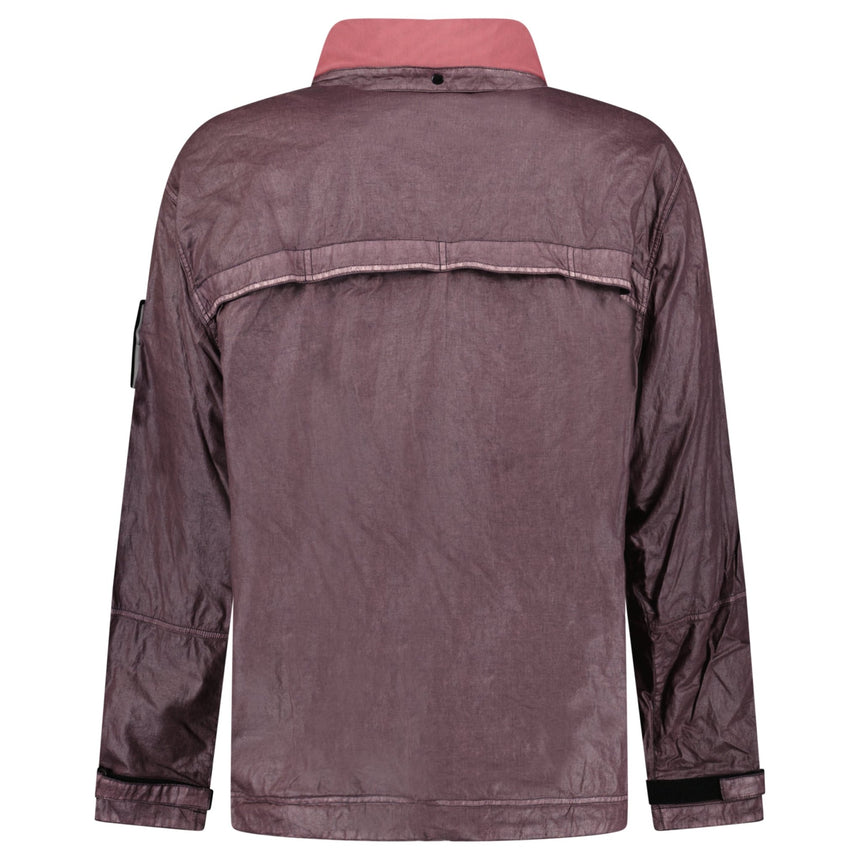 Stone Island Raw Linen Plated-OVD Short Parka in Dark Burgundy - Boinclo - Outlet Sale Under Retail