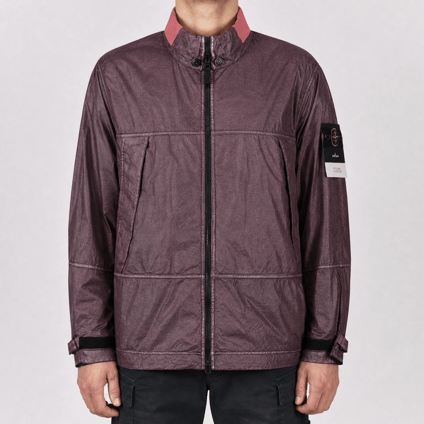 Stone Island Raw Linen Plated-OVD Short Parka in Dark Burgundy - Boinclo - Outlet Sale Under Retail
