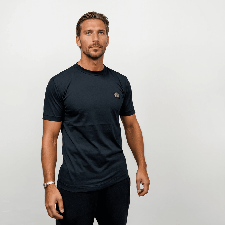 Stone Island Slim - Fit Short - Sleeve T-Shirt With Compass Patch Navy - Boinclo - Outlet Sale Under Retail