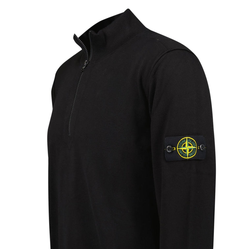 Stone Island Soft Cotton Quarter Zip Sweatshirt Black - Boinclo - Outlet Sale Under Retail