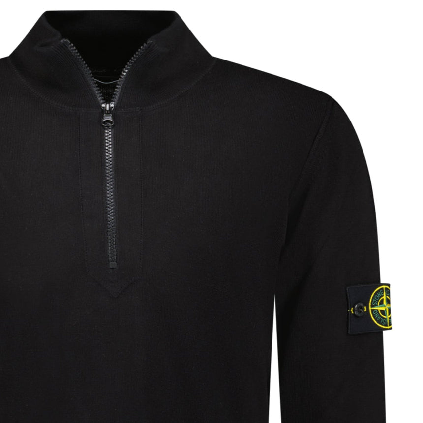 Stone Island Soft Cotton Quarter Zip Sweatshirt Black - Boinclo - Outlet Sale Under Retail