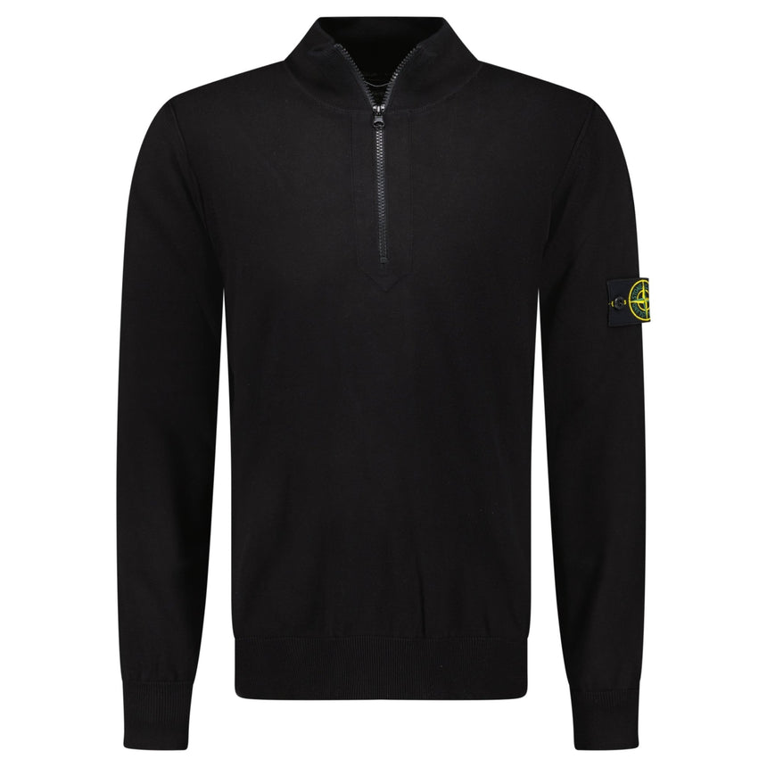 Stone Island Soft Cotton Quarter Zip Sweatshirt Black - Boinclo - Outlet Sale Under Retail