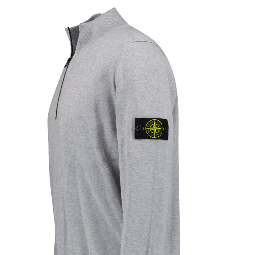 Stone Island Soft Cotton Quarter Zip Sweatshirt Grey - Boinclo - Outlet Sale Under Retail
