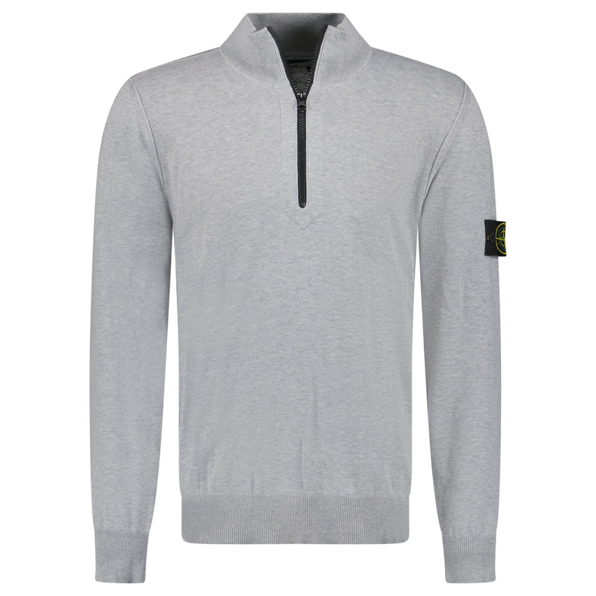 Stone Island Soft Cotton Quarter Zip Sweatshirt Grey - Boinclo - Outlet Sale Under Retail
