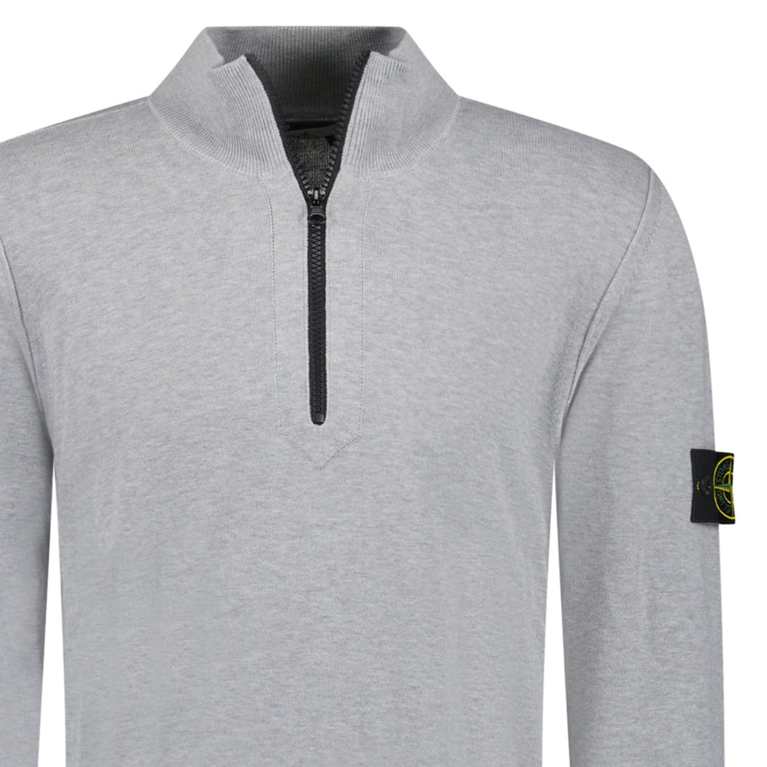 Stone Island Soft Cotton Quarter Zip Sweatshirt Grey - Boinclo - Outlet Sale Under Retail