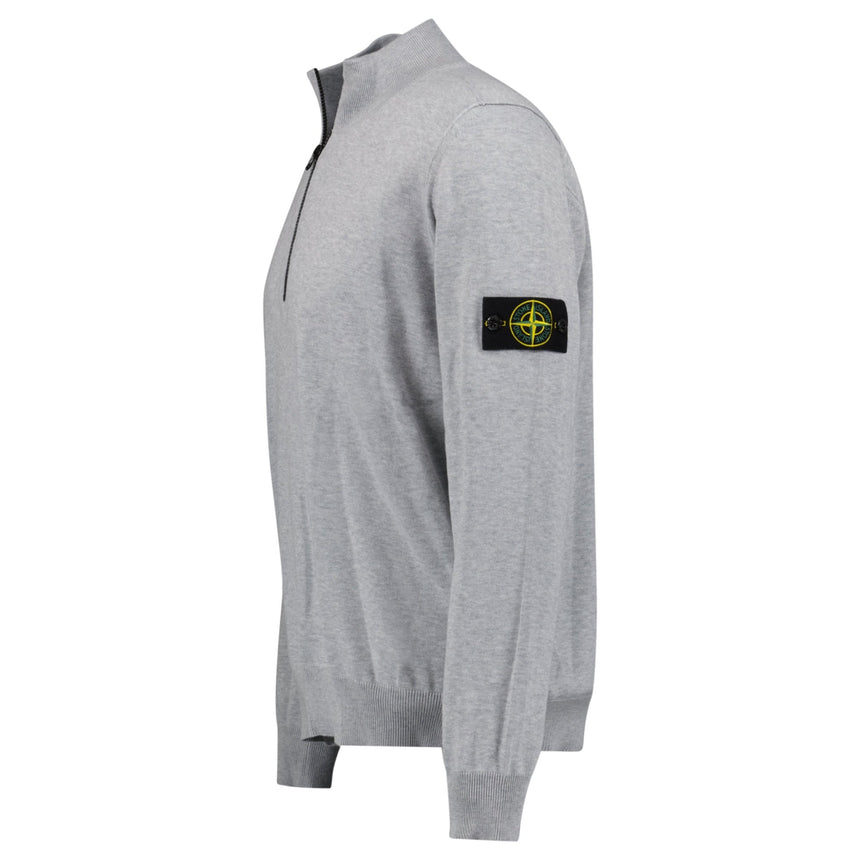 Stone Island Soft Cotton Quarter Zip Sweatshirt Grey - Boinclo - Outlet Sale Under Retail