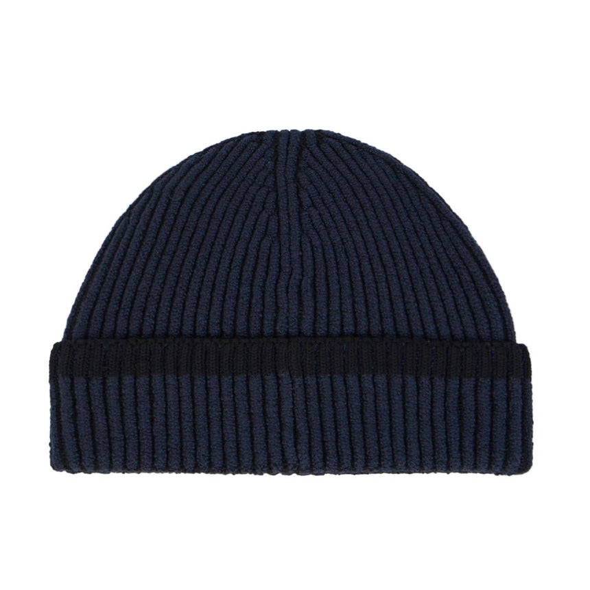 Stone Island Beanie with Vanisé Ribbing and Compass Patch in Navy - Boinclo - Outlet Sale Under Retail