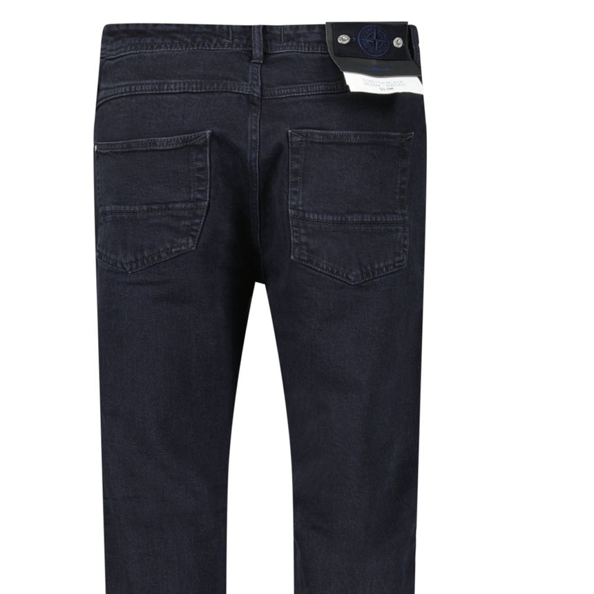 Stone Island Blue Rinsed Buttoned Indigo Denim Jeans Black - Boinclo - Outlet Sale Under Retail