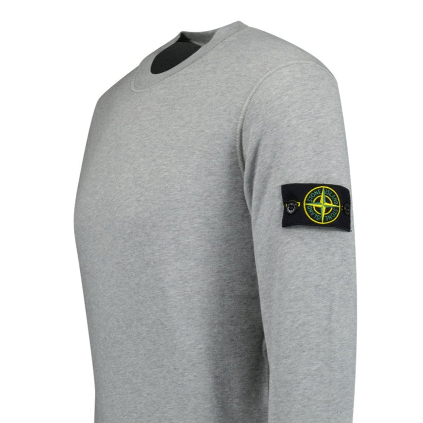 Stone Island Compass Badge Organic Cotton Crewneck Sweatshirt Grey - Boinclo - Outlet Sale Under Retail