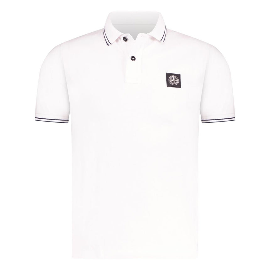 Stone Island Compass Logo Polo T-Shirt Twin Tip White - Boinclo - Outlet Sale Under Retail