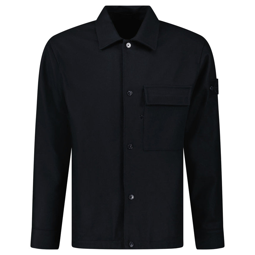 Stone Island Ghost Piece Virgin Wool - Blend Felt Overshirt in Black - Boinclo - Outlet Sale Under Retail