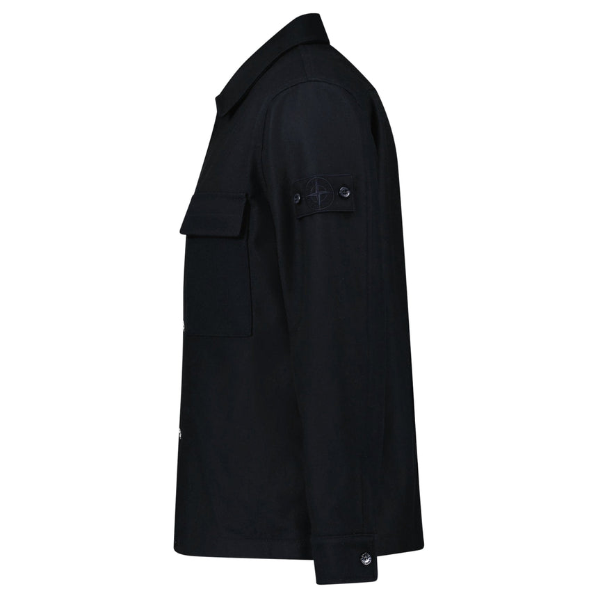 Stone Island Ghost Piece Virgin Wool - Blend Felt Overshirt in Black - Boinclo - Outlet Sale Under Retail