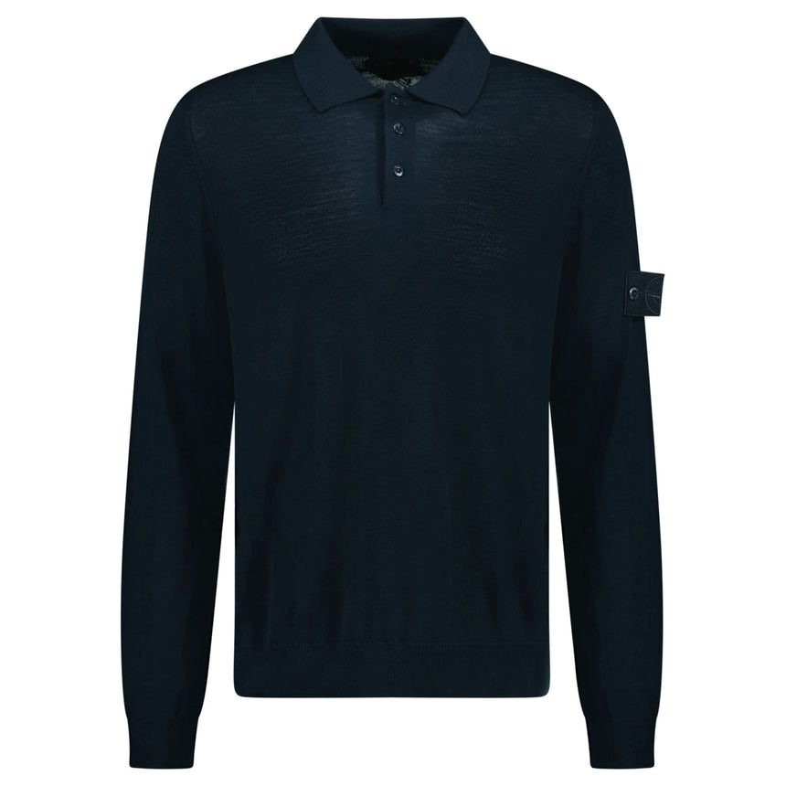 Stone Island Ghost Wool Polo-Shirt Navy