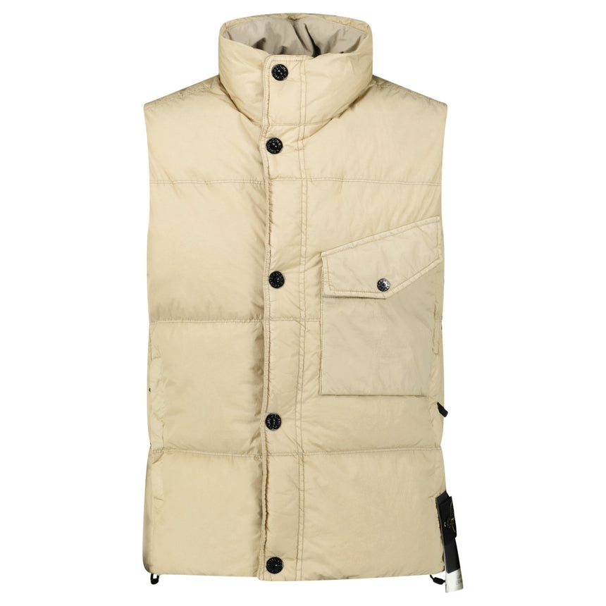 Stone Island Light Nylon Rep Down Vest in Desert Sand - Boinclo - Outlet Sale Under Retail