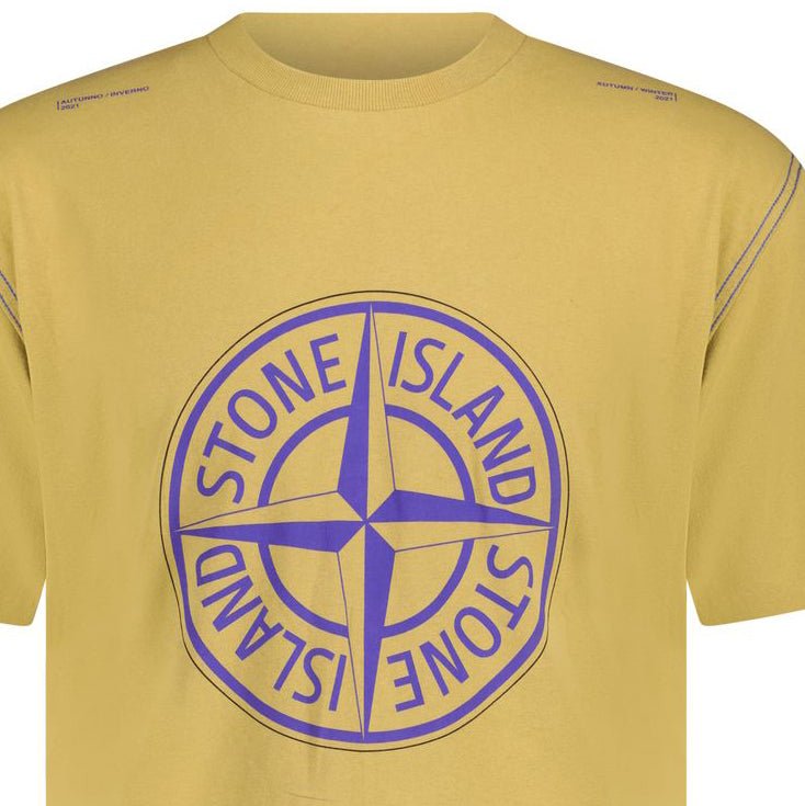 Stone Island Logo Print T-Shirt Mustard Yellow - Boinclo - Outlet Sale Under Retail