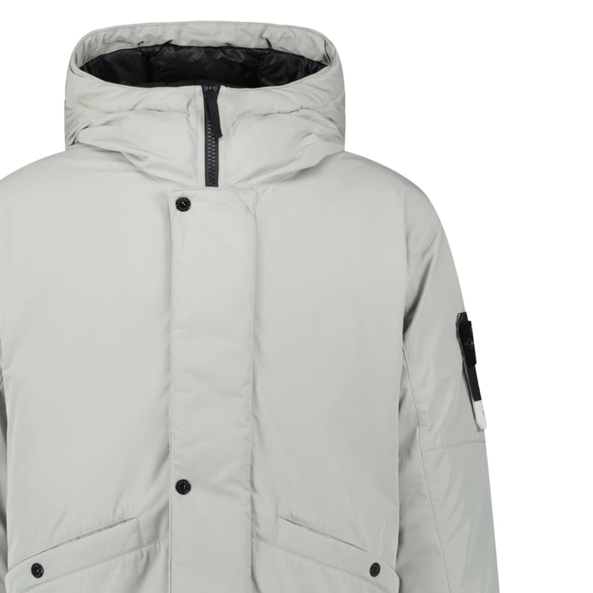 Stone Island Micro Twill Hooded Long Parka in Pearl Grey - Boinclo - Outlet Sale Under Retail