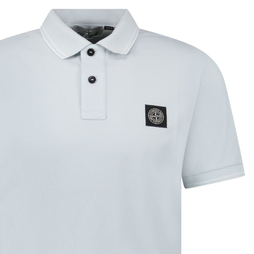 Stone Island Slim Fit Stripe Collar Polo Shirt in Sky Blue - Boinclo - Outlet Sale Under Retail