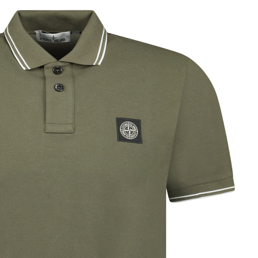 Stone Island Stripe Collar Polo T-Shirt Slim Fit Military Green - Boinclo - Outlet Sale Under Retail