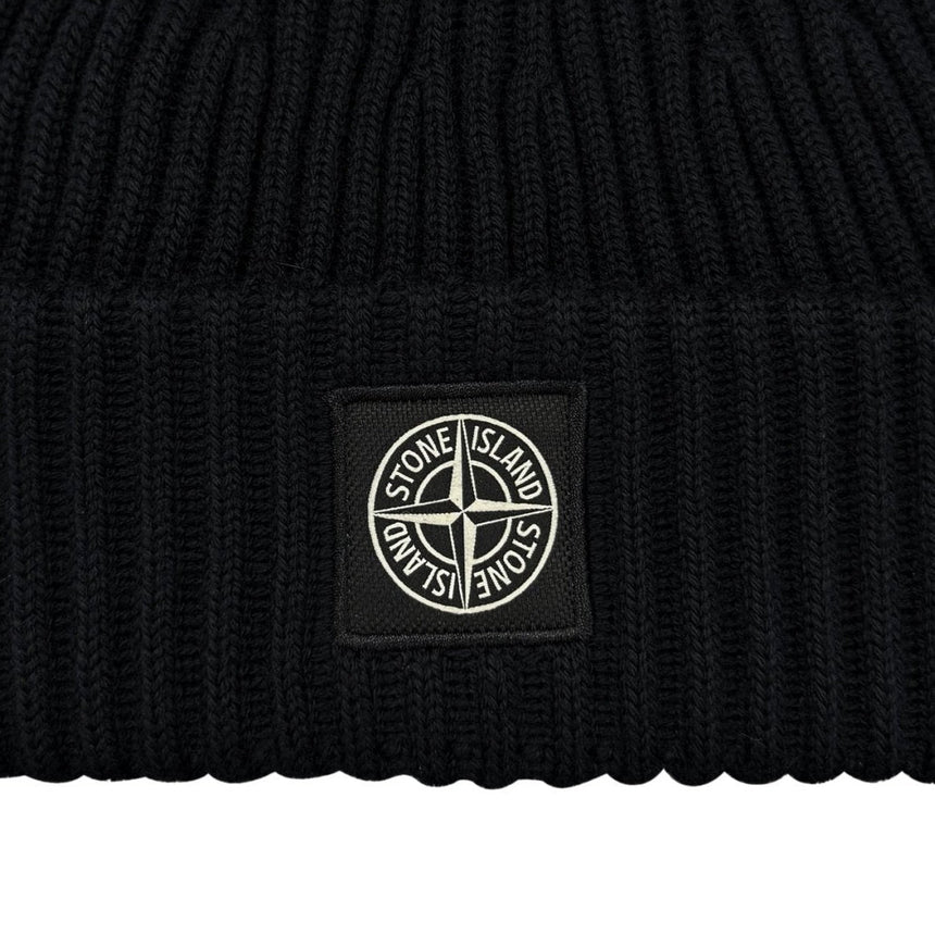 Stone Island Wool Ribbed Beanie in Black - Boinclo - Outlet Sale Under Retail
