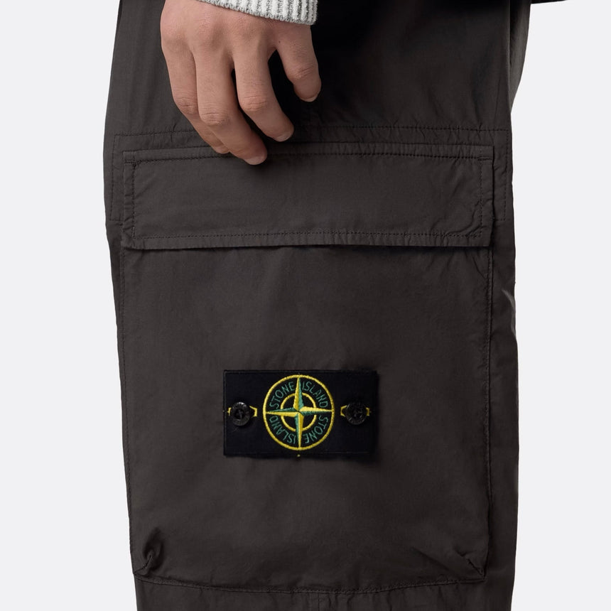 Stone Island Stretch Cotton Tela 'Paracadute' Loose Fit Cargo Trousers in Black - Boinclo - Outlet Sale Under Retail