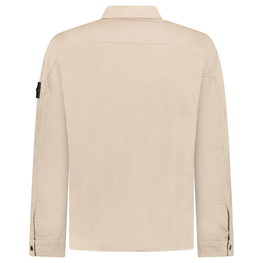 Stone Island Stretch Organic Cotton Satin Overshirt in Desert Beige - Boinclo - Outlet Sale Under Retail
