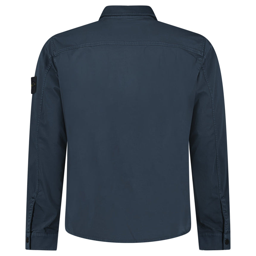 Stone Island Stretch Organic Cotton Satin Overshirt in Navy - Boinclo - Outlet Sale Under Retail
