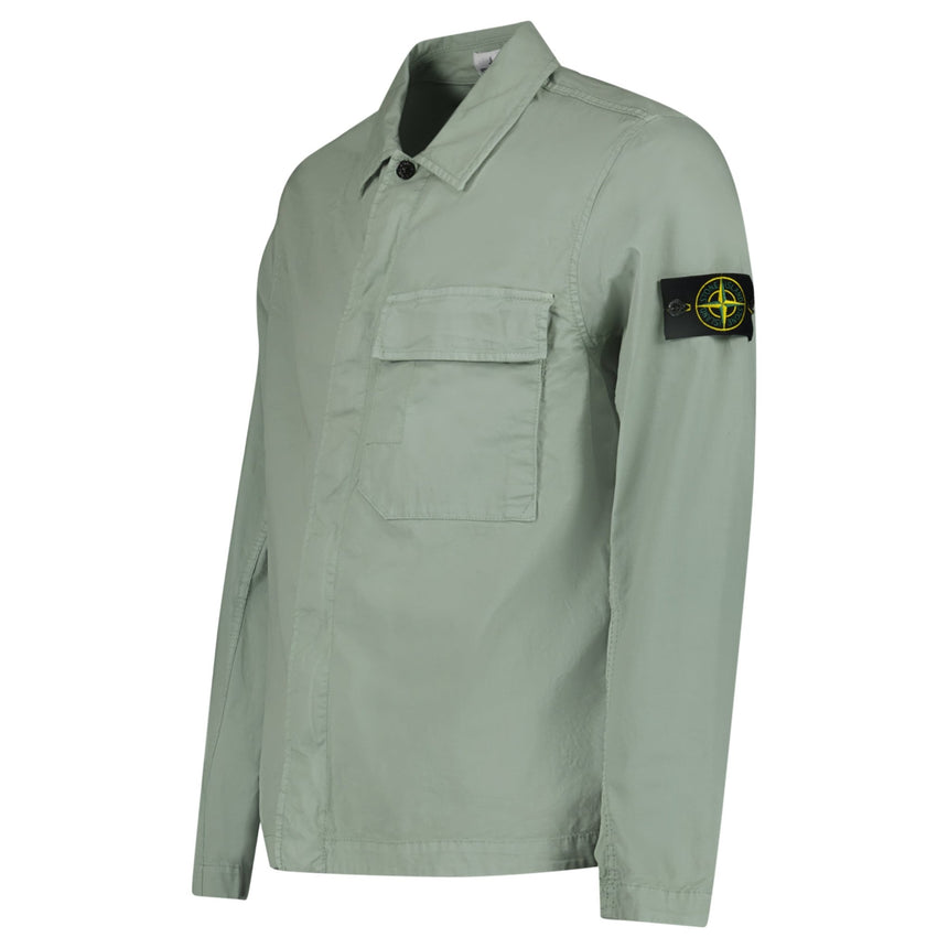 Stone Island Stretch Organic Cotton Twill Overshirt in Sage Green - Boinclo - Outlet Sale Under Retail