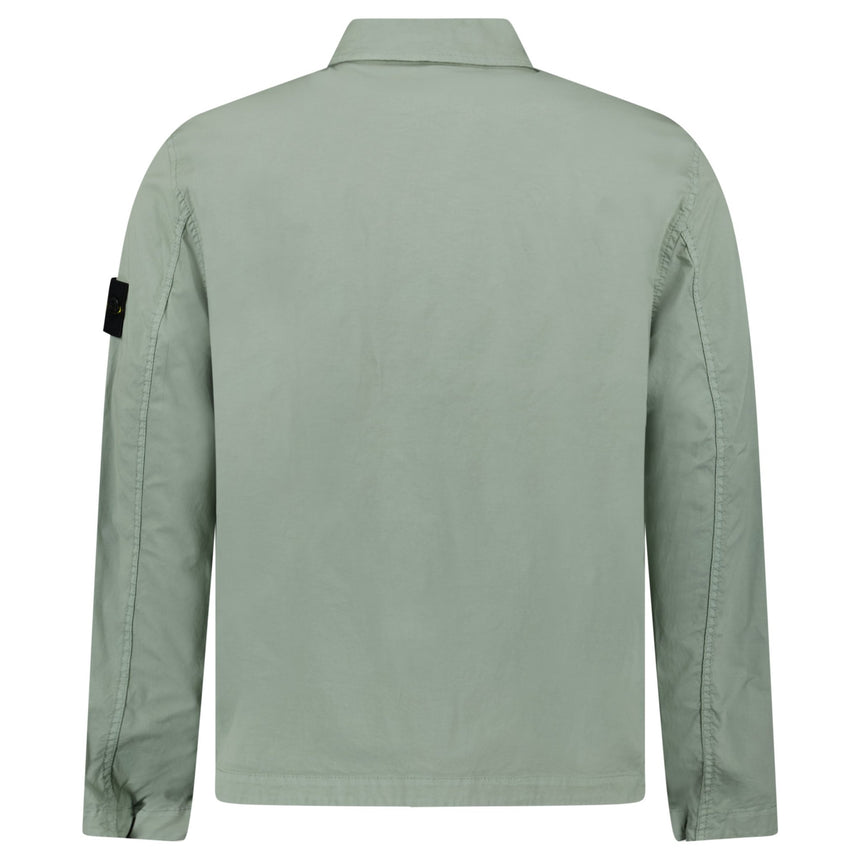 Stone Island Stretch Organic Cotton Twill Overshirt in Sage Green - Boinclo - Outlet Sale Under Retail