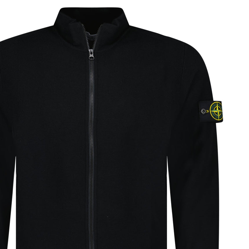 Stone Island Stretch RWS Wool Zip - Up Jumper in Black - Boinclo - Outlet Sale Under Retail
